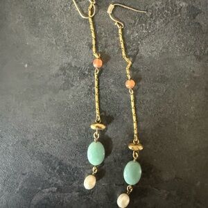 Wendy Mink Elegant Gold and Green Dangle Earrings